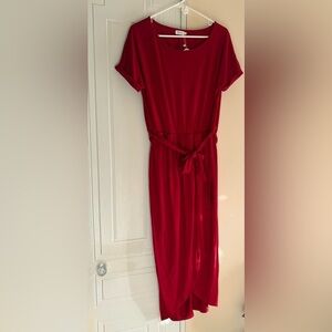 Qearal Red maternity long dress short sleeve NWT XL